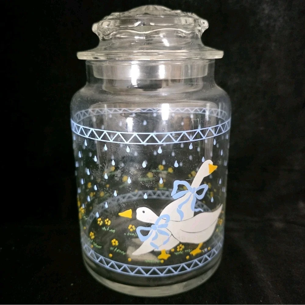 VTG Country Goose Glass Jar '87 Anchor Hocking 6.5